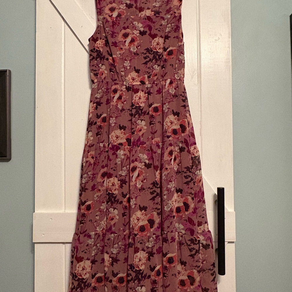 Lulu's Floral Midi Dress - Pink and Purple - Picture 8 of 9